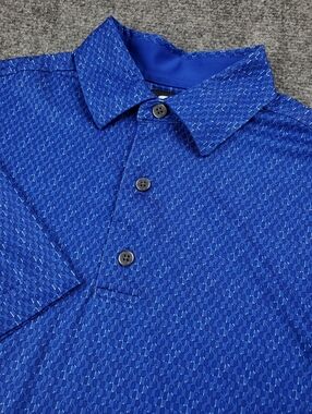 FootJoy Polo Shirt Small Geometric Print Royal Blue Golf Performance Stretch